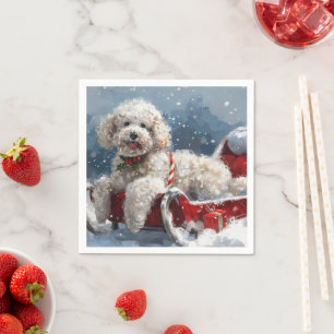 Poodle Dog Kerst Festiviteit Servet