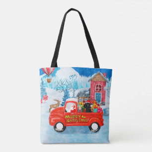 Poodle Dog-kerstbezorging vrachtwagen sneeuw Draagtas