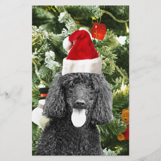Poodle Dog kerstboom Snowman Red Santa Hat Briefpapier (Voorkant)