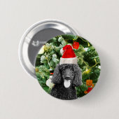 Poodle Dog kerstboom Snowman Red Santa Hat Ronde Button 5,7 Cm (Voorkant /achterkant)