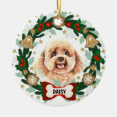 Poodle Dog Kerstmis Dog Cookie Wreate Keramisch Ornament (Voorkant)