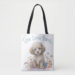 Poodle Dog Moeder Bloemen Draagtas