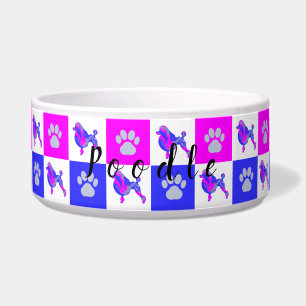 Poodle Dog & Paw Hot Pink & Blue Pet Bowl Voerbakje