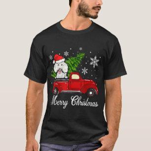 Poodle Dog Riding Red Truck Kerstdecoratie T-shirt