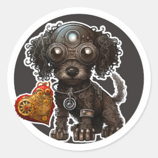Poodle Dog Ronde Sticker