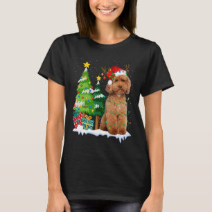 Poodle Dog Santa Hat Reindekerlichten T-shirt