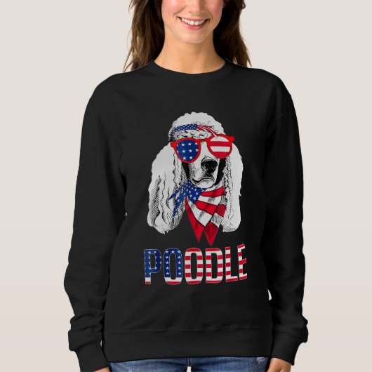 Poodle Dog Sunbril American Flag 4 juli Trui (Voorkant)