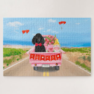 Poodle Dog Valentijnsdag Truck Hearts Legpuzzel