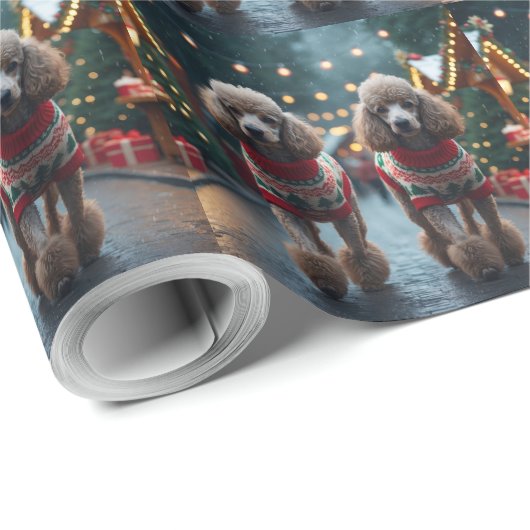 Poodle Dogs Christmas Snow Holiday Cadeaupapier (Rol Hoek)