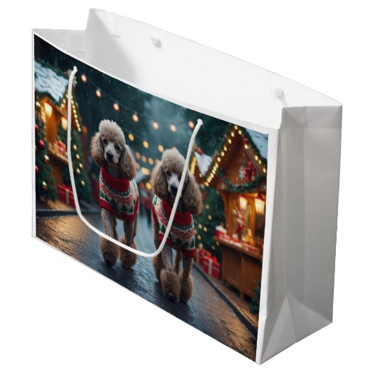 Poodle Dogs Christmas Snow Holiday  Groot Cadeauzakje (Voorkant Gekanteld)
