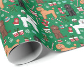 Poodle Dogs-kerstgemengde kleuren Cadeaupapier (Rol Hoek)