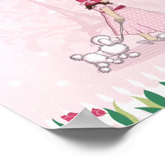 Poodle et fille Paris Tour Eiffel Poster (Coin)