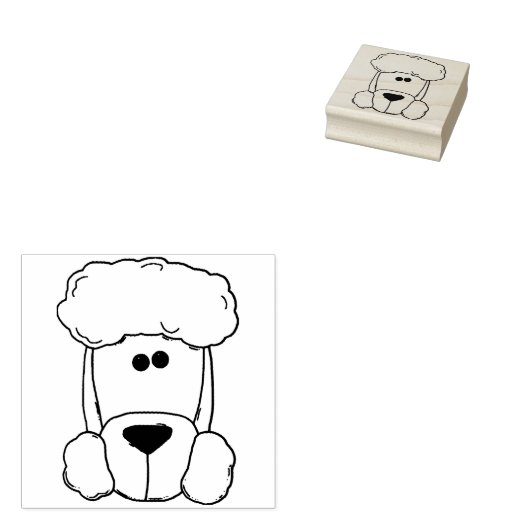 poodle face art stamp 	rubberstempel (Gestempeld)