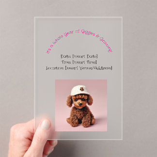 Poodle Feest Pup Acryl Uitnodigingen
