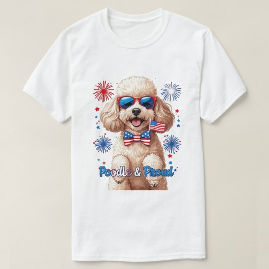 Poodle & Fier - T-shirt 4 juillet chien (Design devant)