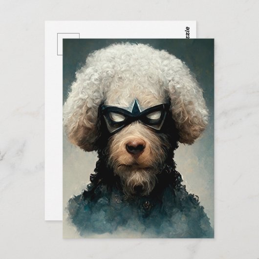 Poodle gedraaid als superheld Dog Briefkaart (Voorkant / Achterkant)