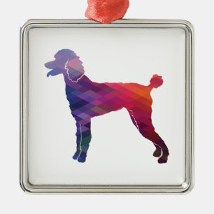 Poodle Geo Silhouette Paars Metalen Ornament