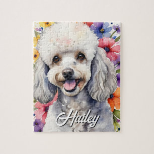 Poodle GezinsHond Waterverf Bloem Kleurrijk Legpuzzel
