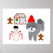 Poodle gris Noël #1-2 Poster (Devant)