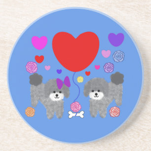 Poodle gris Valentine #3 Dessous de verre