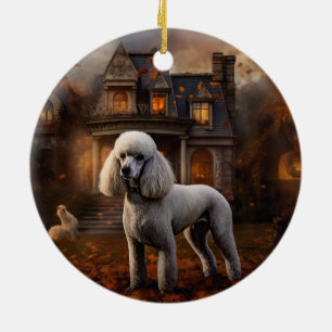 Poodle Halloween Griezelen Keramisch Ornament
