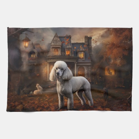 Poodle Halloween Griezelen Theedoek (Horizontaal)