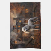 Poodle Halloween Griezelen Theedoek (Verticaal)