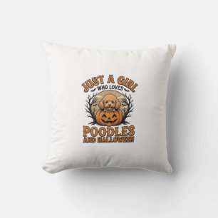 Poodle Halloween Meisje Vintage Pompoen Hond Shirt Kussen