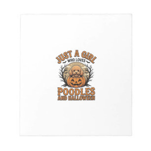 Poodle Halloween Meisje Vintage Pompoen Hond Shirt Notitieblok