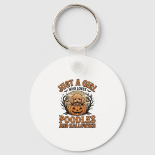 Poodle Halloween Meisje Vintage Pompoen Hond Shirt Sleutelhanger