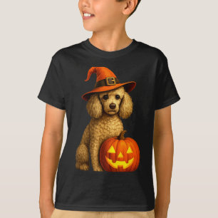 Poodle Halloween Pompoen Heksenhoed Hond Kunst Fam T-shirt