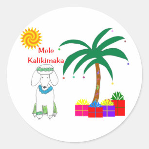 Poodle Hawaiian Kerstmis Ronde Sticker