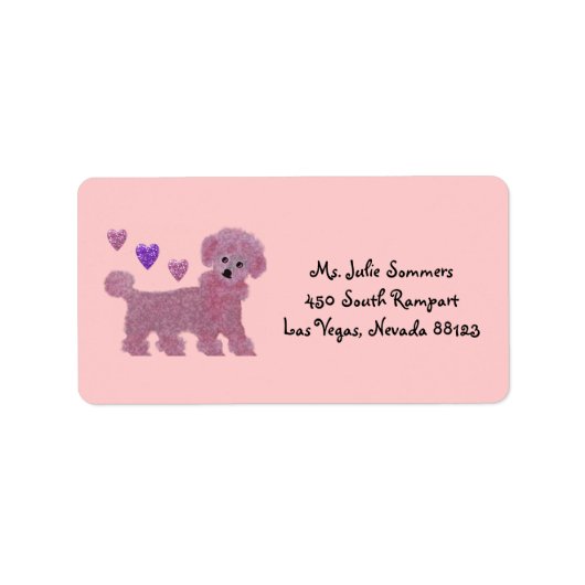 Poodle Heart Return Adresse Étiquettes (Devant)