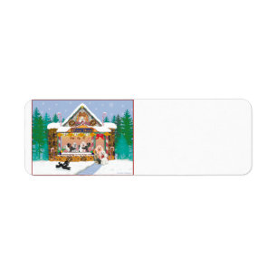 Poodle Holiday kerstboomwinkel Etiket