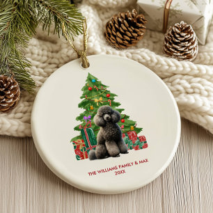 Poodle Hond Familie Kerstmis Keramisch Ornament