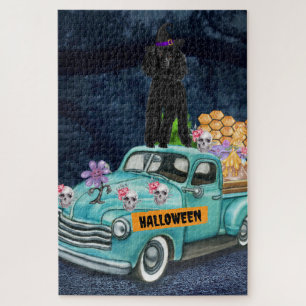 Poodle Hond Halloween Truck Griezelnacht Legpuzzel