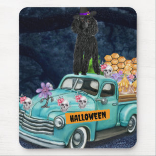 Poodle-hond Halloween-vrachtwagen Griezelnacht Muismat
