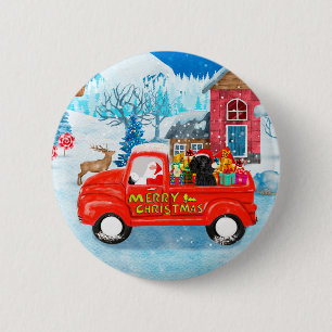 Poodle-hond Kerstbezorgingswagen Sneeuw Ronde Button 5,7 Cm