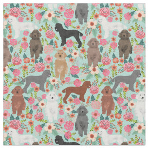 poodle honden bloemenmijn stof