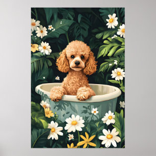 Poodle In Badposter, Grappige Hond Poster, Poodle Poster