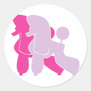 Poodle in roze rood ronde sticker