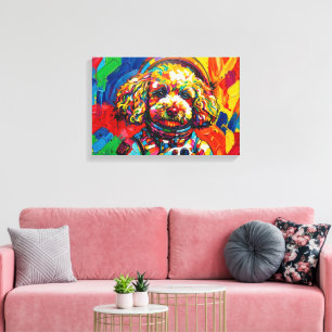 POODLE IN SPACE-3 CANVAS AFDRUK