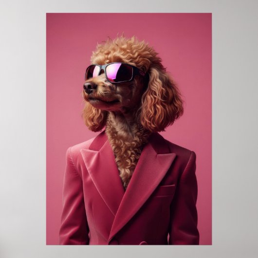 Poodle in Suit and Sunglasses Poster (Voorkant)