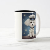 Poodle K9 Hero.. Bescherm & serveer Tweekleurige Koffiemok (Voorkant rechts)