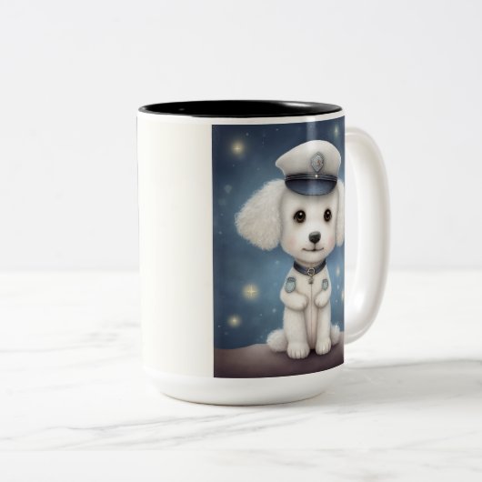Poodle K9 Hero.. Bescherm & serveer Tweekleurige Koffiemok (Voorkant rechts)