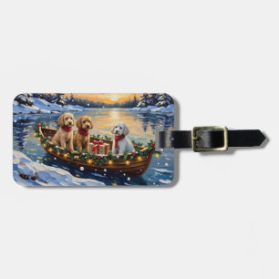 Poodle Kerstboot Vakantie Bagagelabel