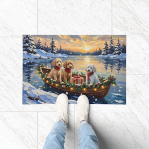 Poodle Kerstboot Vakantie Deurmat