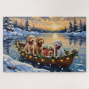 Poodle Kerstboot Vakantie Legpuzzel