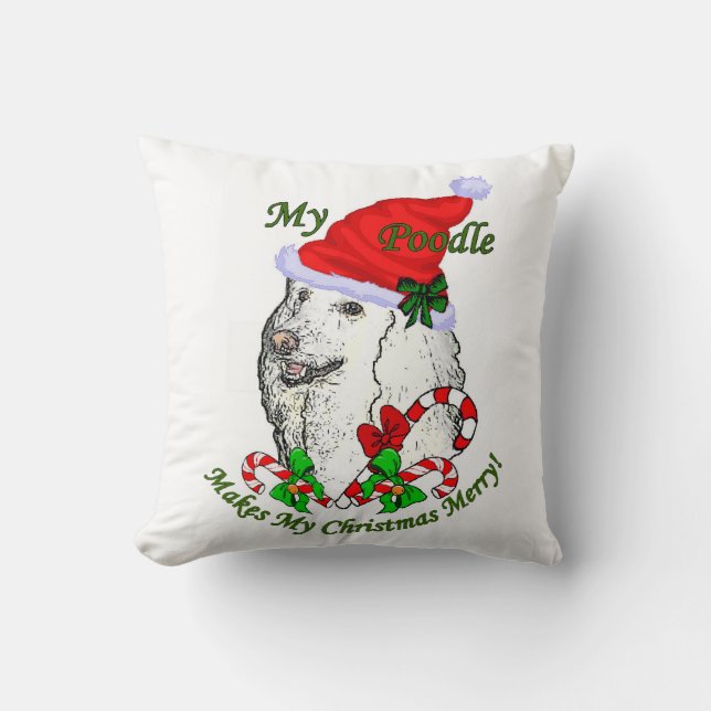 Poodle-kerstfeest Kussen (Voorkant)