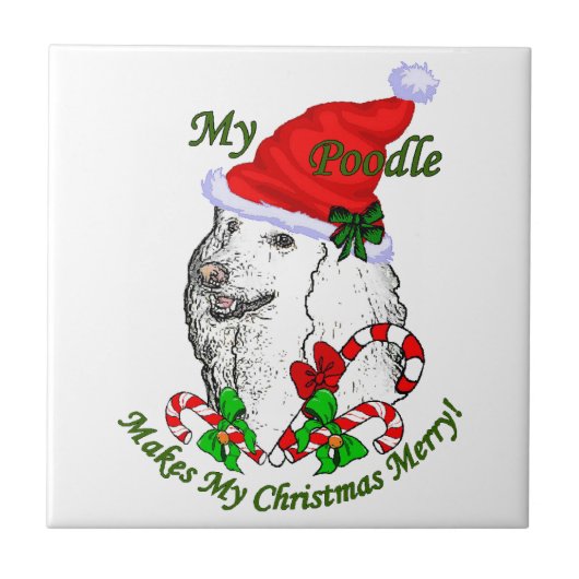 Poodle-kerstfeest Tegeltje (Voorkant)